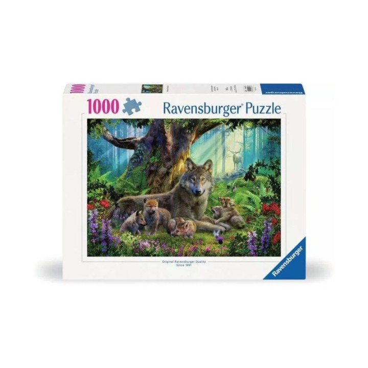 Puzzle 1000 p - Famille de loups dans la forêt