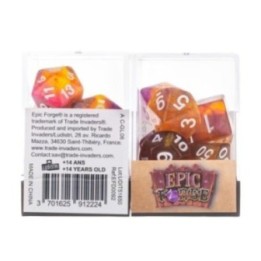 7 dés – Violet et Orange Paillettes