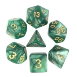 7 dés – Vert Nacré et or